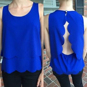 Electric Blue Scalloped Top
